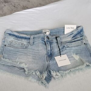 Sneak Peek Light Blue Distressed Jean Shorts